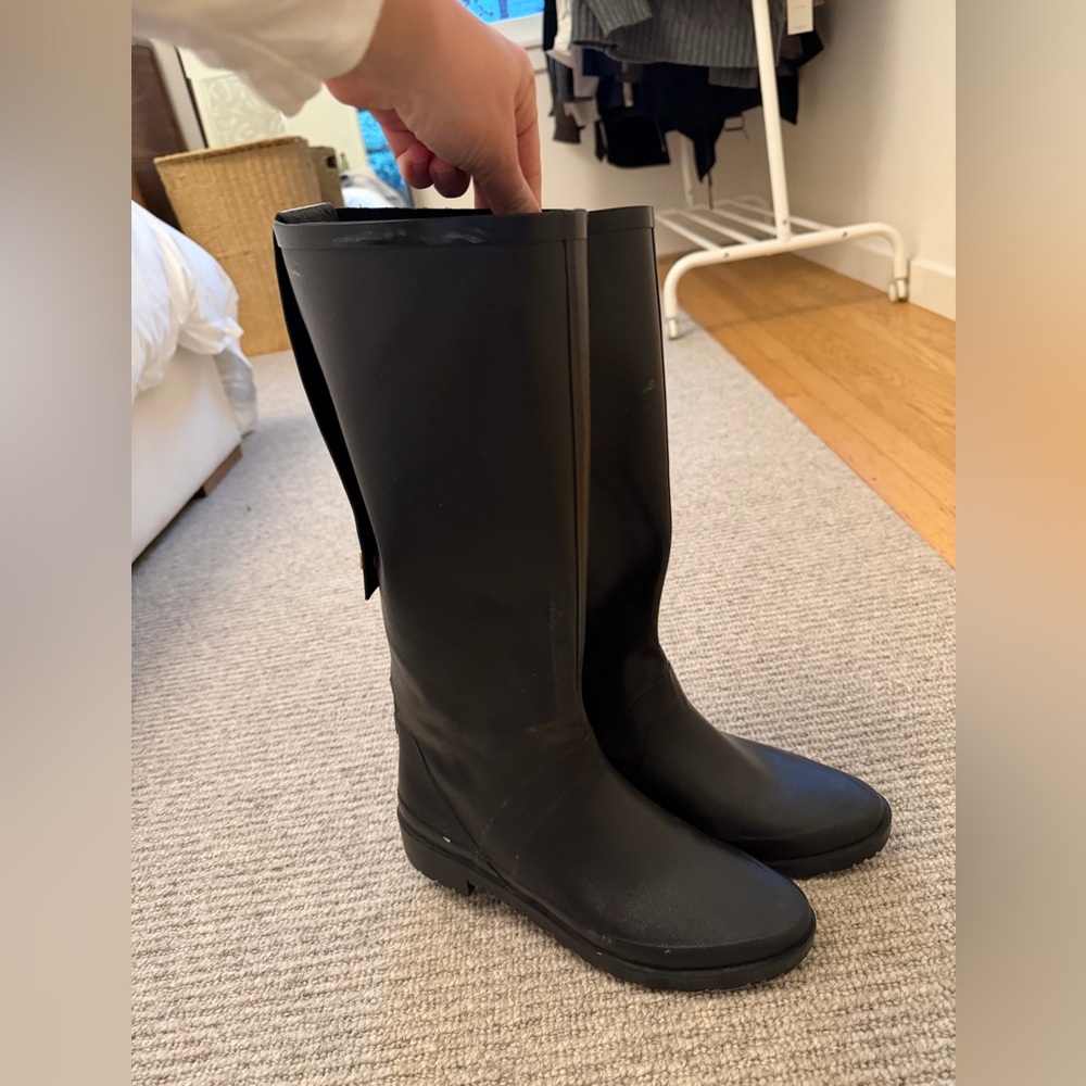 Stuart Weitzman Black Knee Boots with Gold Accent Studs